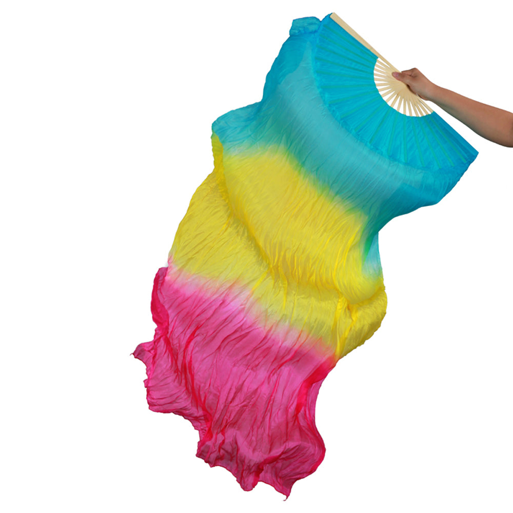 180x90cm 18 Colors 100% Real Silk Chinese Belly Dance Fan Veil Hand Made Belly Dance Fans