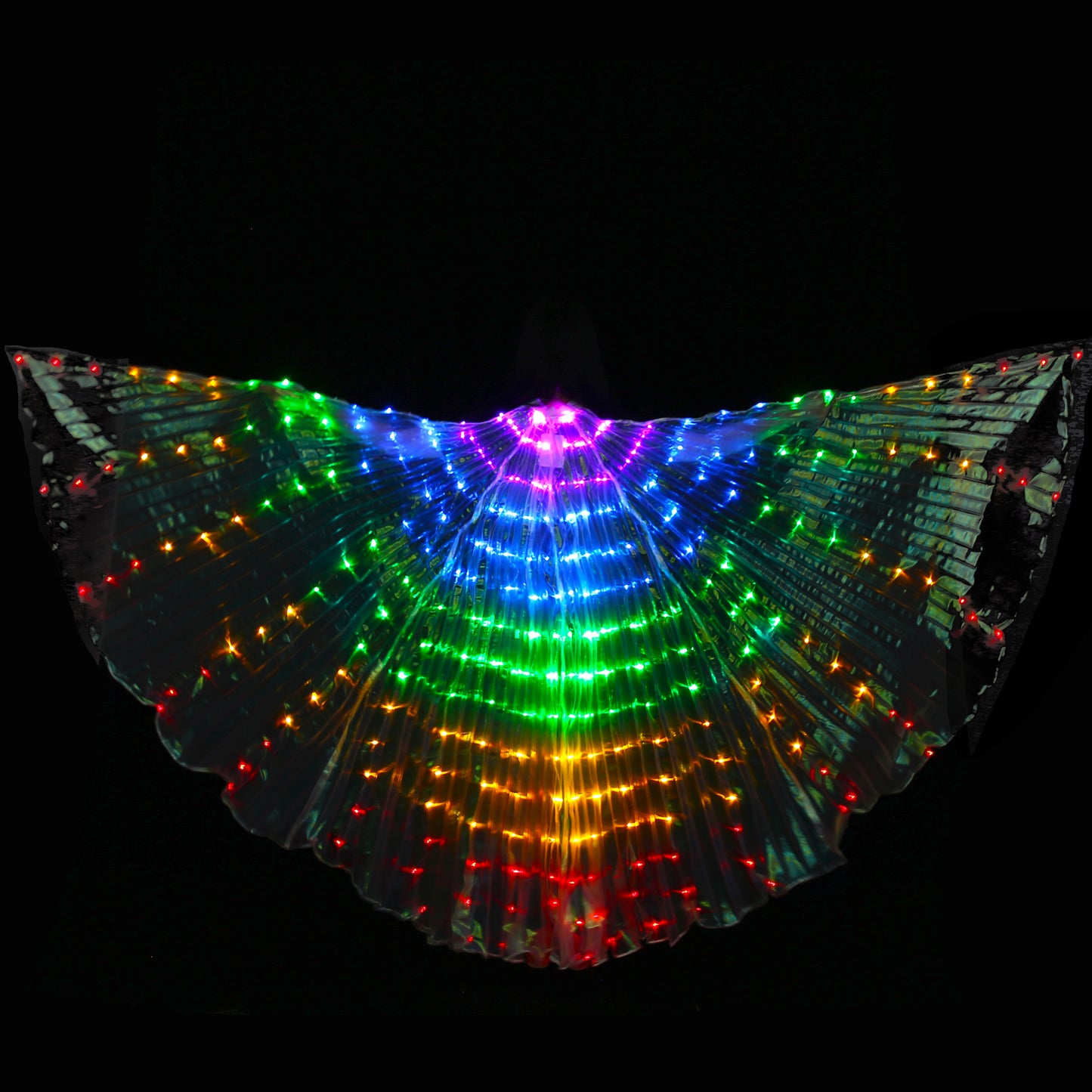 LED Isis Wing 5 Color Rainbow - Belly Dance Light Up Wing Carnival Halloween Party Club Wear with Telescopic Sticks